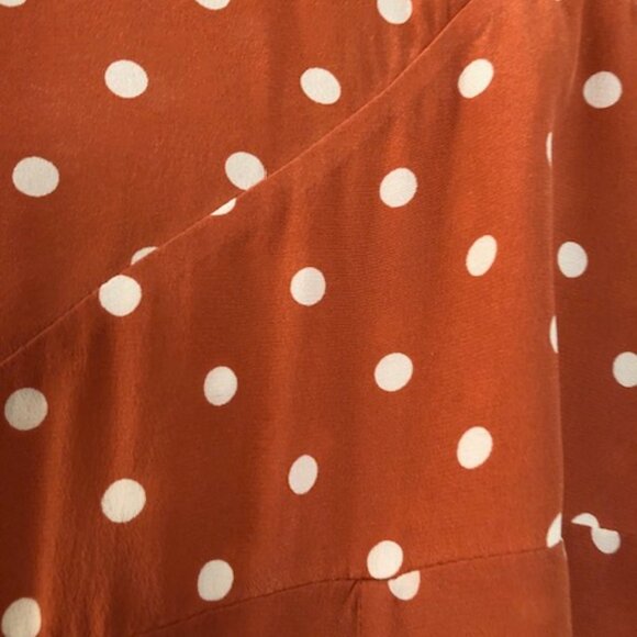 Réalisation Par Kate Polka Dot Silk Deep-V Mini Dress in Rust Spot Size XS - Picture 5 of 6